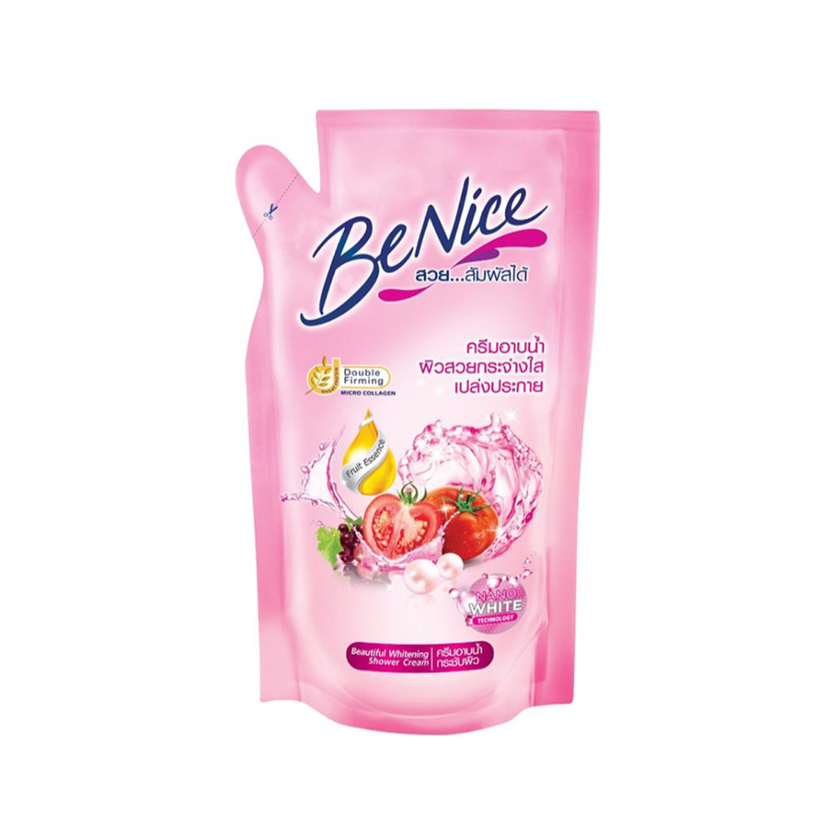 บีไนซ์ครีมอาบน้ำบิวตี้ฟูไวท์เทนนิ่งสีชมพู 400ml รีฟิล