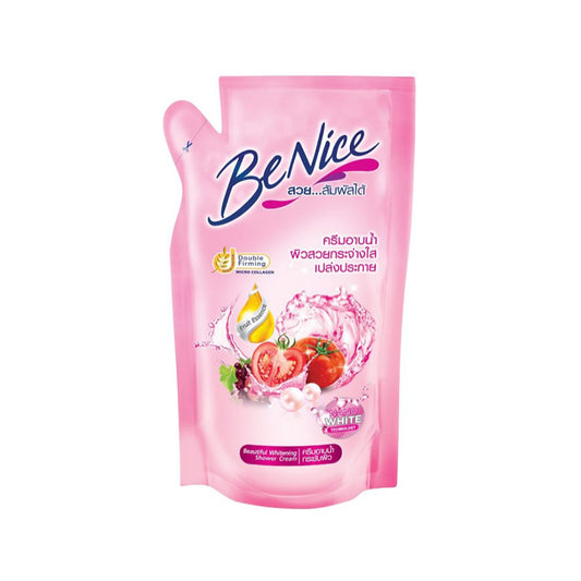บีไนซ์ครีมอาบน้ำบิวตี้ฟูไวท์เทนนิ่งสีชมพู 400ml รีฟิล
