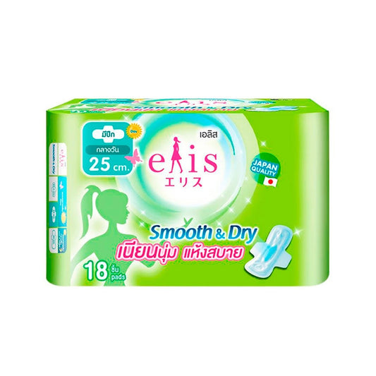 เอลิสสมูธแอนด์ดรายผ้าอนามัยแบบสลิมมีปีก 25cm 18pc