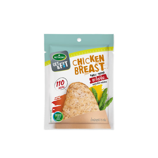 เบทาโกรอกไก่นุ่มพร้อมทานรสกระเทียมพริกไทย 75g