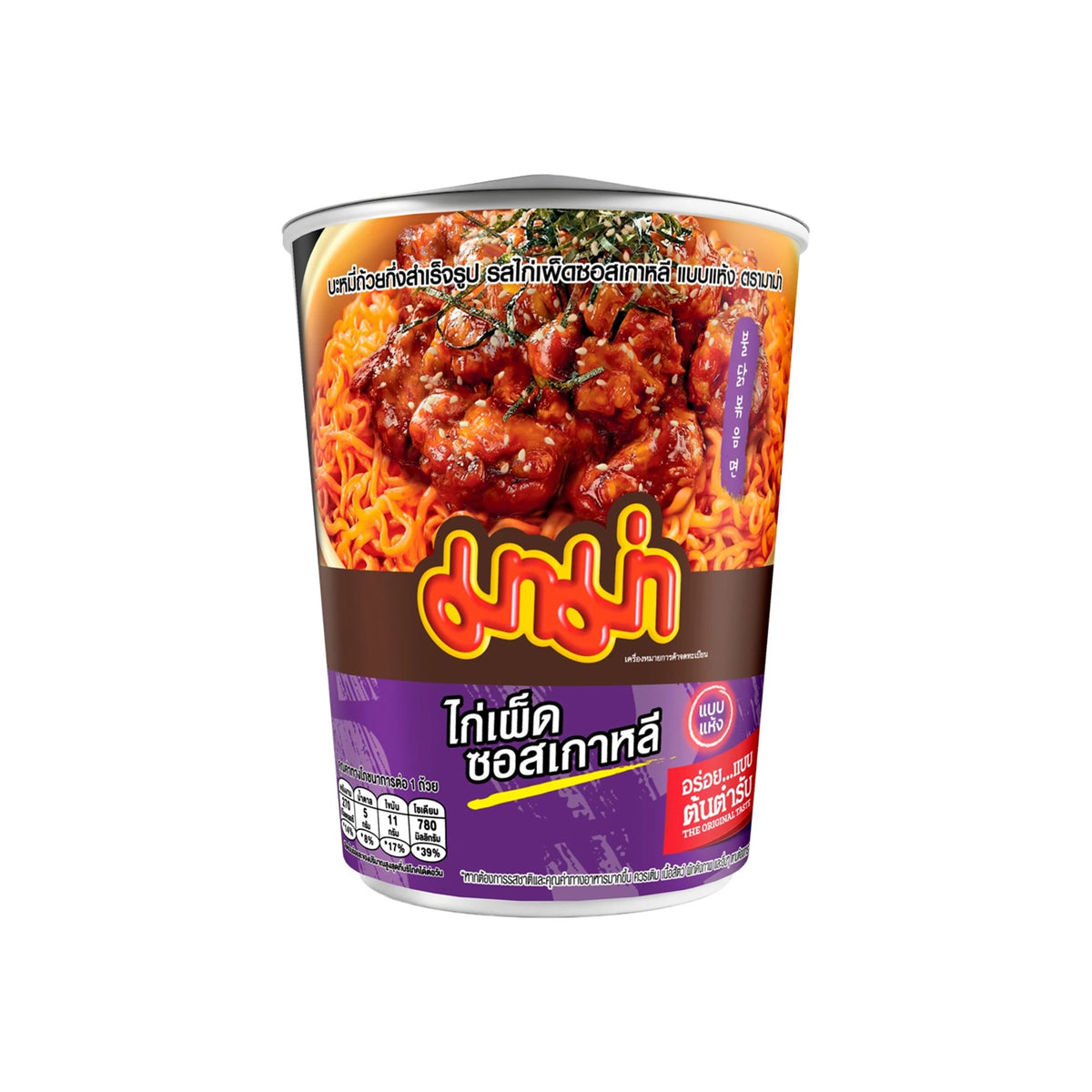 มาม่าบะหมี่ถ้วยกึ่งสำเร็จรูปรสไก่เผ็ดซอสเกาหลีแบบแห้ง 60g