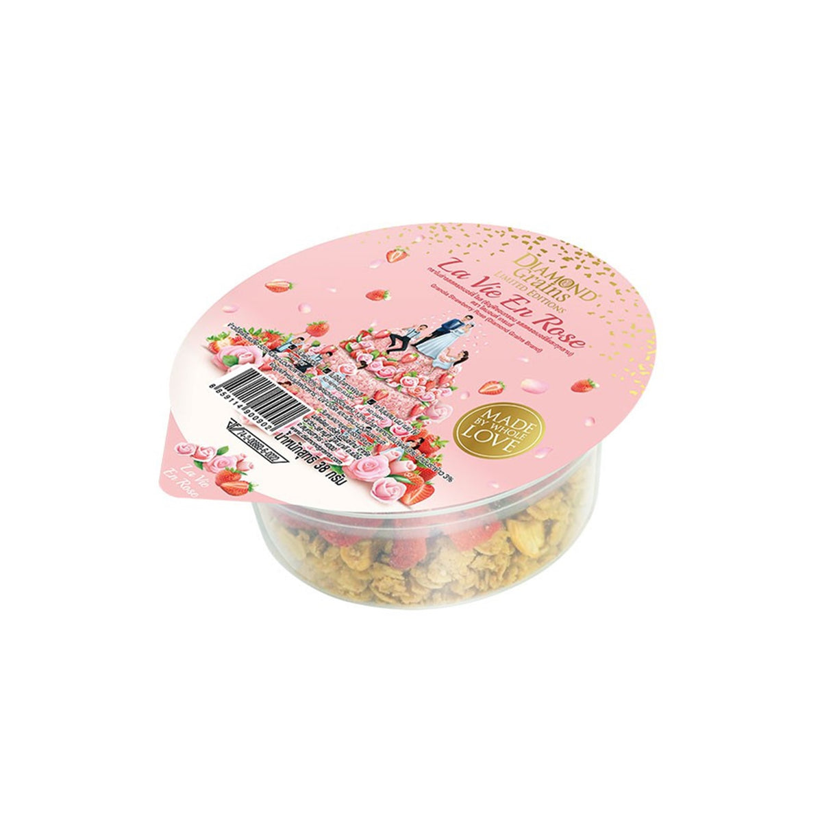 ไดมอนด์เกรนส์กราโนล่ารสสตรอเบอร์รี่และกุหลาบ 38g