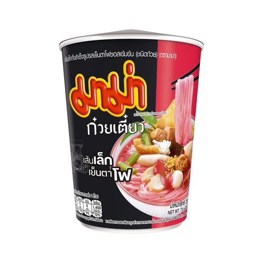 มาม่าเส้นเล็กถ้วยกึ่งสำเร็จรูปรสเย็นตาโฟซอสเข้มข้น 73g
