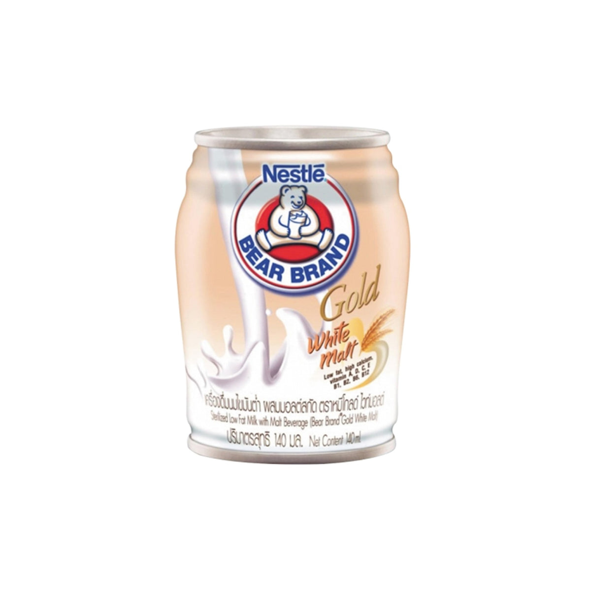 ตราหมีโกลด์นมไขมันต่ำผสมไวท์มอลต์140ml