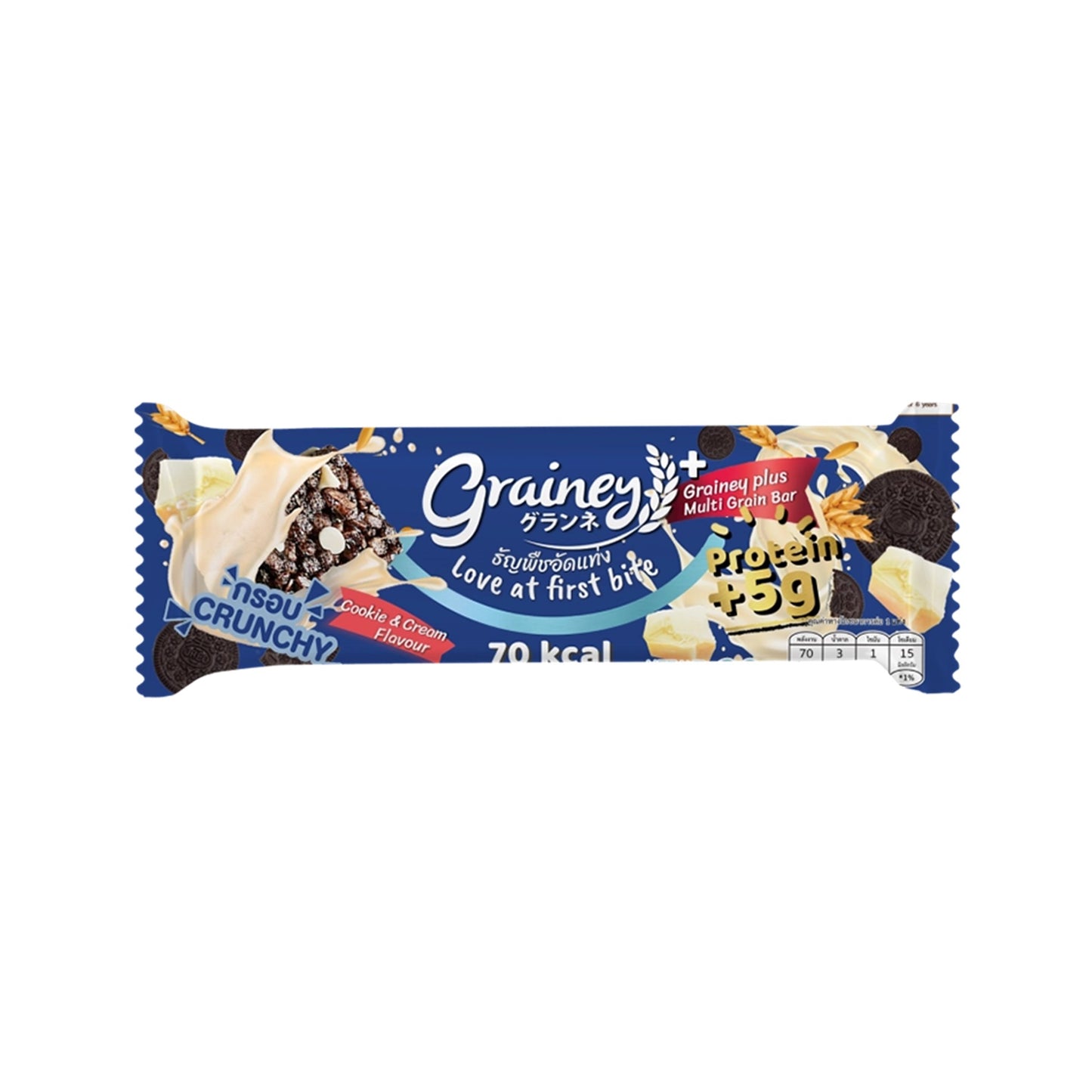 เกรนเน่ย์พลัสธัญพืชอัดแท่งคุกกี้แอนด์ครีม 20g