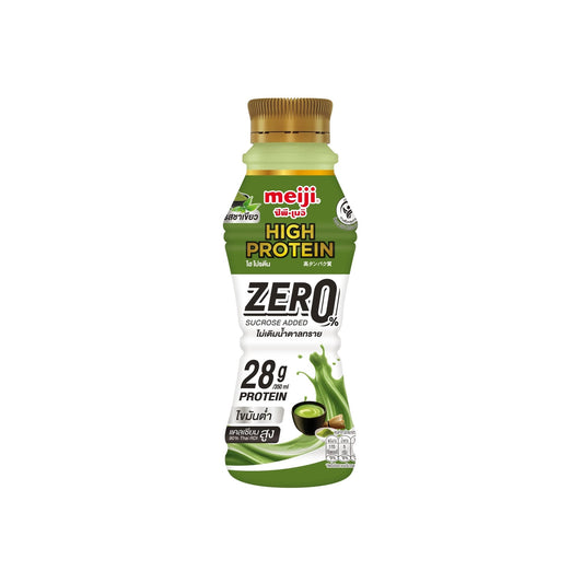 Meiji Pasteurized Milk, Low Fat, High Protein, No Added Sugar, Green Tea Flavor, 350 ml.