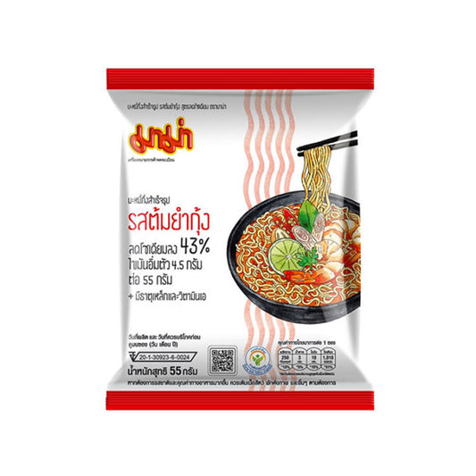 มาม่าบะหมี่กึ่งสำเร็จรูปรสต้มยำกุ้งสูตรลดโซเดียม 55g