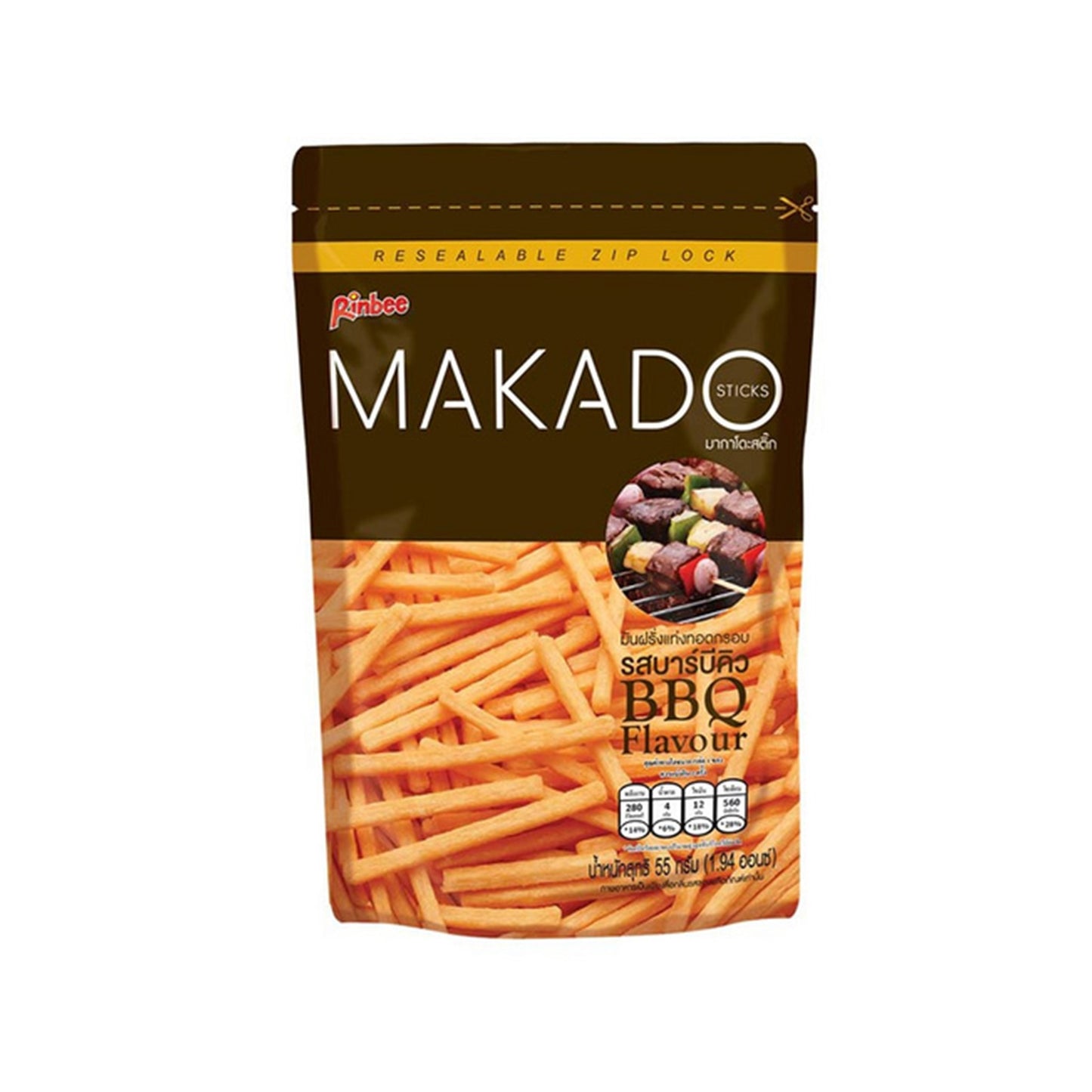 รินบี้มากาโดะสติ๊กมันฝรั่งแท่งรสบาร์บีคิว 55g