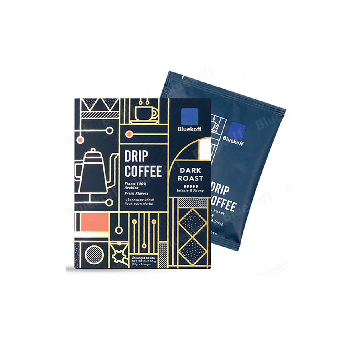 บลูคอฟกาแฟคั่วบดดริปแบ็กดาร์คโรสท์อราบิก้า 10g