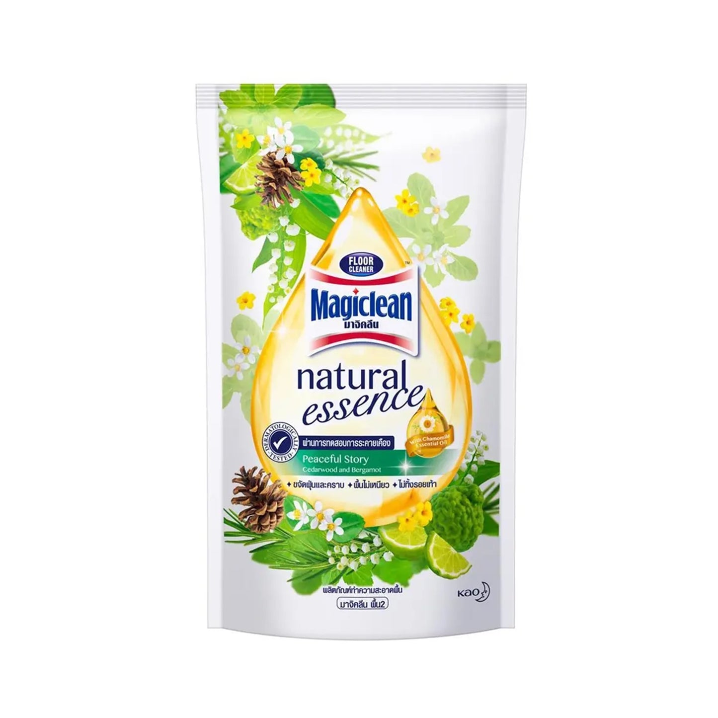 มาจิคลีนผลิตภัณฑ์ทำความสะอาดพื้นเนเชอรัลเอสเซ้นส์สีเขียว 700มล. ชนิดเติม