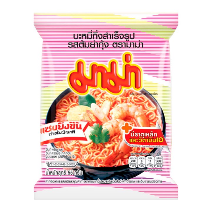 มาม่าบะหมี่กึ่งสำเร็จรูปรสต้มยำกุ้ง 55g x 10